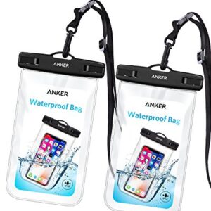 Anker Universal Waterproof Case, IPX8 Waterproof Phone Pouch Dry Bag for iPhone X / 8 / 8 Plus, Samsung Galaxy S8 / S7, Samsung Note Series, Google Pixel 2, up to 6 Inches—2 Pack