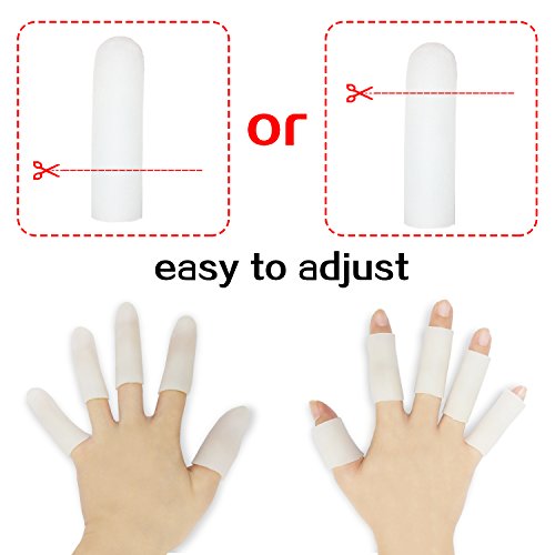 Gel Finger Cots, Finger Protector Support(14 PCS) New Material Finger Sleeves Great for Trigger Finger, Hand Eczema, Finger Cracking, Finger Arthritis and More. (Small Size) (White, Small)