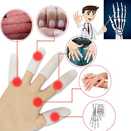 Gel Finger Cots, Finger Protector Support(14 PCS) New Material Finger Sleeves Great for Trigger Finger, Hand Eczema, Finger Cracking, Finger Arthritis and More. (Small Size) (White, Small)