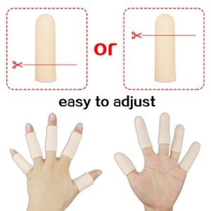 Gel Finger Cots, Finger Protector Support(14 PCS) NEW MATERIAL Finger Sleeves Great for Trigger Finger, Hand Eczema, Finger Cracking, Finger Arthritis and More. (10pcs Long + 4pcs Short)