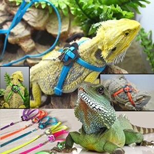 RZRZOO Adjustable Reptile Lizard Harness Leash Multi Color Light Soft Fashion Pet Small Animal，Random Color