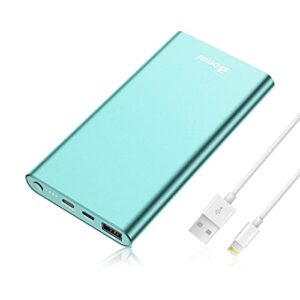 bonai portable iphone charger 12000mah portable power bank usb c high speed 3.0a in/out compatible with iphone 13/12 samsung ipad - mint (8-pin charging cable included)