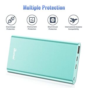 BONAI Portable iPhone Charger 12000mAh Portable Power Bank USB C High Speed 3.0A in/Out Compatible with iPhone 13/12 Samsung iPad - Mint (8-pin Charging Cable Included)