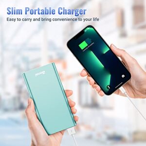 BONAI Portable iPhone Charger 12000mAh Portable Power Bank USB C High Speed 3.0A in/Out Compatible with iPhone 13/12 Samsung iPad - Mint (8-pin Charging Cable Included)