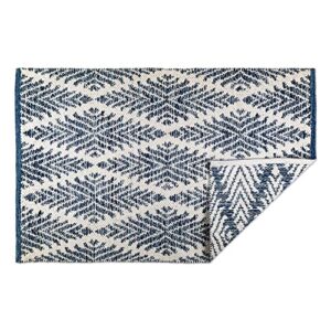 dii woven rugs collection hand-loomed, 2x3', navy blue diamond