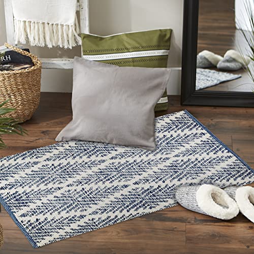 DII Woven Rugs Collection Hand-Loomed, 2x3', Navy Blue Diamond