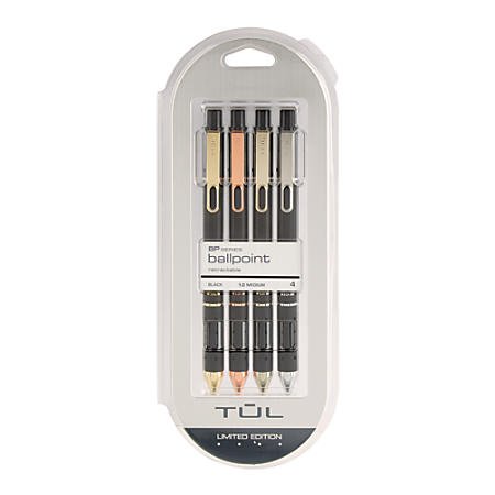 TUL Element Limited-Edition Retractable Ballpoint Pens, Medium Point, 1.0 mm, Assorted Barrel Colors, Black Ink, Pack Of 4