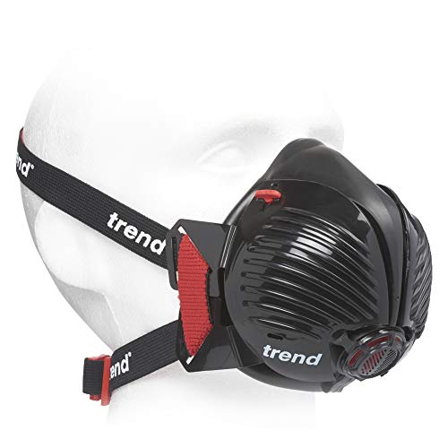 Trend Air Stealth Dust Mask, Half Mask with Replaceable Twin HEPAC Filters for Woodworking, Building & Construction Work, Medium/Large, STEALTH/ML