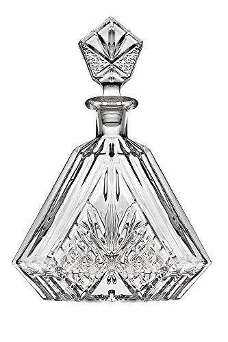 Whiskey Decanter Set with 2 Old Fashioned Whisky Glasses for Liquor Scotch Bourbon or Wine - Irish Cut Triangular Clear