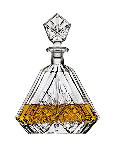 Whiskey Decanter Set with 2 Old Fashioned Whisky Glasses for Liquor Scotch Bourbon or Wine - Irish Cut Triangular Clear
