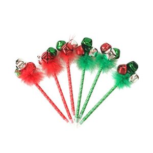 nuolux 6pcs red and green christmas ballpoint pen themed jingle bell pen for christmas holiday festive party favors gift pens