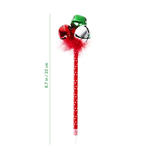 NUOLUX 6Pcs Red and Green Christmas Ballpoint Pen Themed Jingle Bell Pen for Christmas Holiday Festive Party Favors Gift Pens