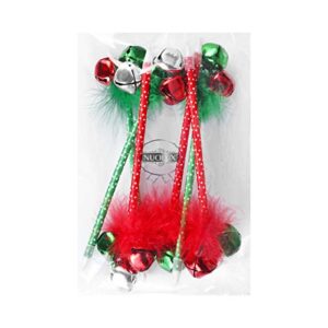 NUOLUX 6Pcs Red and Green Christmas Ballpoint Pen Themed Jingle Bell Pen for Christmas Holiday Festive Party Favors Gift Pens