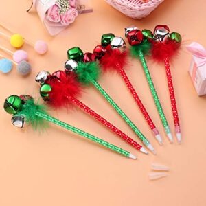 NUOLUX 6Pcs Red and Green Christmas Ballpoint Pen Themed Jingle Bell Pen for Christmas Holiday Festive Party Favors Gift Pens