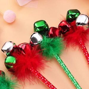 NUOLUX 6Pcs Red and Green Christmas Ballpoint Pen Themed Jingle Bell Pen for Christmas Holiday Festive Party Favors Gift Pens