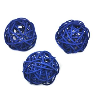 ougual 10pcs wicker rattan balls table wedding party christmas decoration (diameter 2.4 inch, blue)
