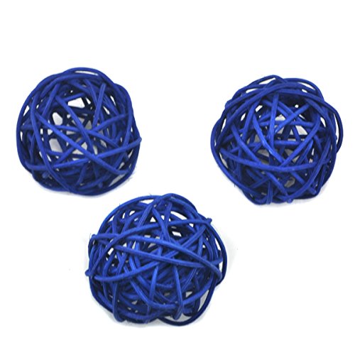 Ougual 10pcs Wicker Rattan Balls Table Wedding Party Christmas Decoration (Diameter 2.4 Inch, Blue)