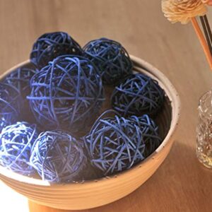 Ougual 10pcs Wicker Rattan Balls Table Wedding Party Christmas Decoration (Diameter 2.4 Inch, Blue)