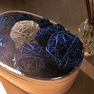 Ougual 10pcs Wicker Rattan Balls Table Wedding Party Christmas Decoration (Diameter 2.4 Inch, Blue)