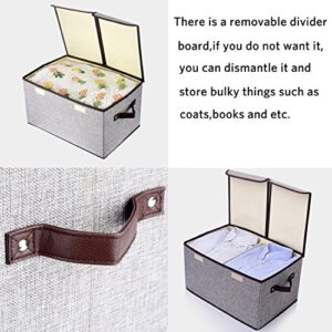 senbowe Larger Storage Cubes [4-Pack] Linen Fabric Foldable Collapsible Storage Cube Bin Organizer Basket with Lid, Handles, Removable Divider For Home, Nursery, Closet - (16.5 x 11.8 x 9.8”)