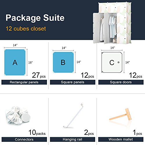 JYYG Wardrobe006 Portable Wardrobe Closets, 42"x14"x56", White