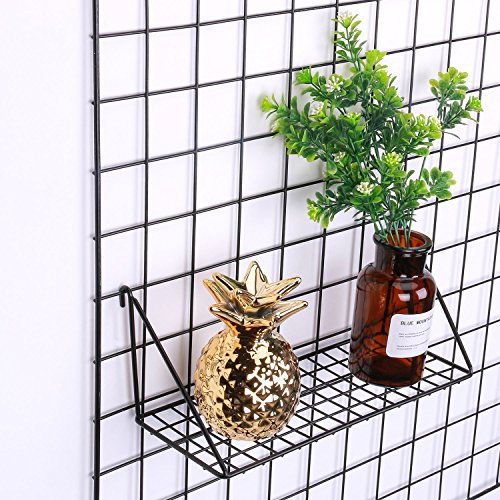 Kaforise Hanging Straight Shelf for Wire Wall Grid Panel, Small Wire Wall Organizer and Display Shelf, Size 11.8" X 4.3" ,Black Painted