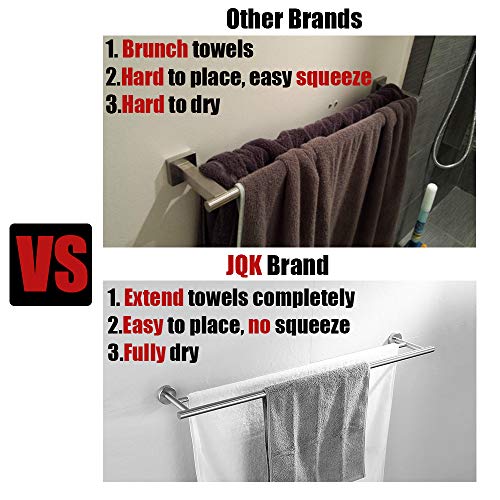 JQK Double Bath Towel Bar, 30 Inch 304 Stainless Steel Thicken 0.8mm Towel Rack for Bathroom, Towel Holder Brushed Finished Wall Mount, 33 in Total Length, TB100L30-BN