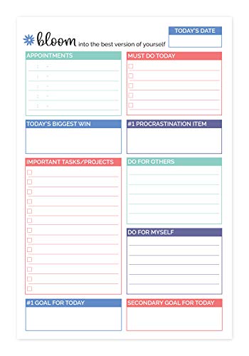 bloom daily planners Double Sided Daily Planning System Tear Off To Do Pad - Teal - 6" x 9"