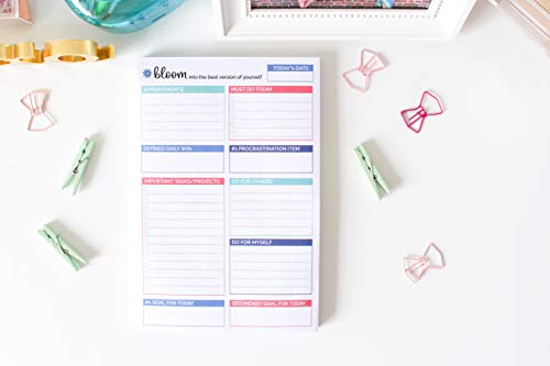 bloom daily planners Double Sided Daily Planning System Tear Off To Do Pad - Teal - 6" x 9"