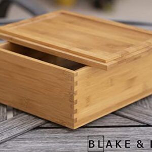 Blake & Lake Wooden Storage box with Lid - Large Wood Keepsake boxes - Gift Box with lids Store Photos Keepsakes Jewelry Colectibles Treasures - Dovetail Design (Natural)