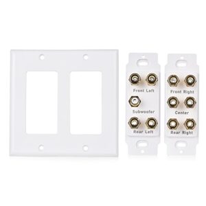 Cable Matters Double Gang 5.1 Speaker Wall Plate (Home Theater Wall Plate, Banana Plug Wall Plate) in White