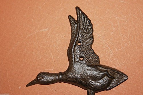 Cast Iron Home Decor Collectibles Duck Hunter Set Mudroom Duck Coat Hat Hooks, Set of 4