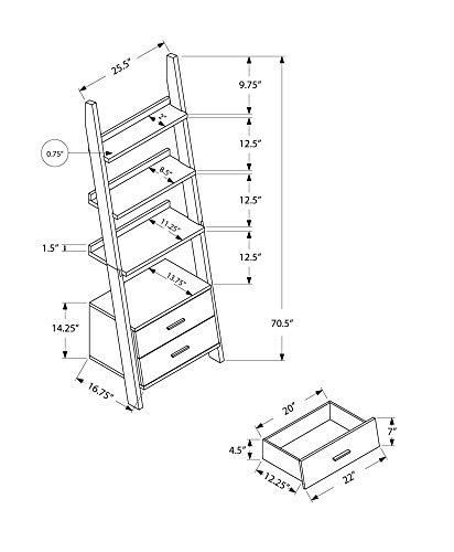 Monarch Specialties I Bookcase, Grey/White