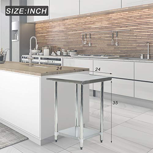 FDW Stainless Steel 24x24 Inch Kitchen Work Table