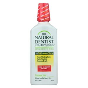 2 pack of the natural dentist healthy gums antigingivitis mouthwash to prevent and treat bleeding gums and fight the gum disease gingivitis - peppermint twist flavor, 16.9 oz.
