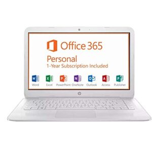 hp 14-inch full hd stream laptop pc (intel celeron n3060, 4gb ram, 64gb emmc, white) with office 365 personal for one year