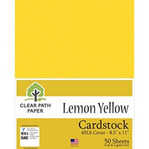 Lemon Yellow Cardstock - 8.5 x 11 inch - 65Lb Cover - 50 Sheets - Clear Path Paper