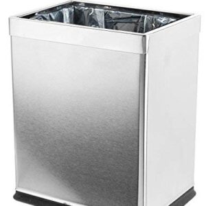 Dualplex 'Invisi-Overlap' Open Top Trash Can, Small Office Wastebasket, Modern Home Décor, Rectangle Shape Stainless Steel