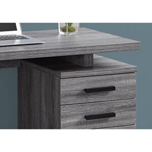 Monarch Specialties Laptop Table with Drawers for Home & Office-Contemporary Style Computer Desk, 48" L, Grey-Black Metal Leg