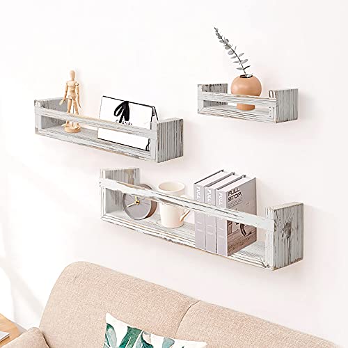 DOCMON Floating Shelves Set of 3, Wall Floating Shelf, Wall Nursery Shelves-Log Wall Mount Shelf for Bathroom Bedroom Living Room Kitchen Office and More