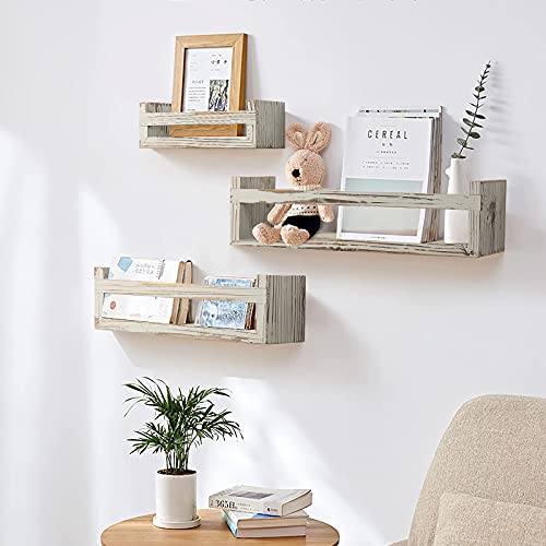 DOCMON Floating Shelves Set of 3, Wall Floating Shelf, Wall Nursery Shelves-Log Wall Mount Shelf for Bathroom Bedroom Living Room Kitchen Office and More