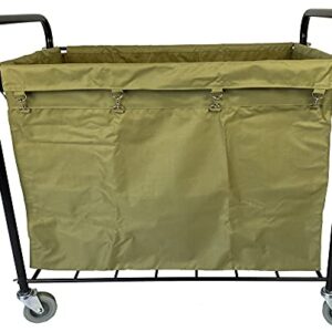 Crayata Commercial Laundry Cart, Extra Large Rolling Truck with 4 Inch Wheels, 10 Bushel 200 Pound Weight Capacity, Heavy Duty Canvas Hamper in Khaki Green