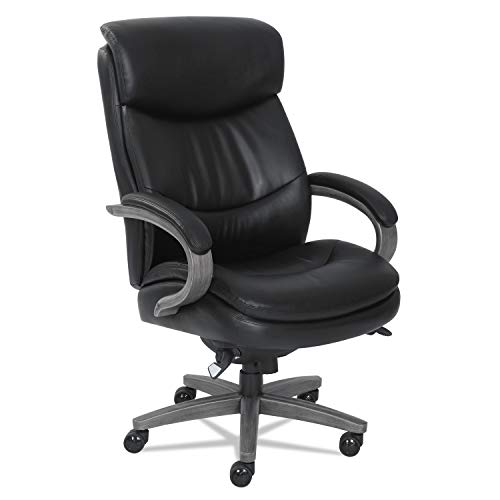 La-Z-Boy Woodbury Big/Tall Executive Chair, Supports Up to 400 Lb, 20.25" to 23.25" Seat Height, Black Seat/Back, Weathered Gray Base