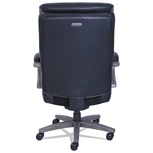 La-Z-Boy Woodbury Big/Tall Executive Chair, Supports Up to 400 Lb, 20.25" to 23.25" Seat Height, Black Seat/Back, Weathered Gray Base