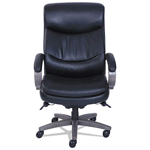 La-Z-Boy Woodbury Big/Tall Executive Chair, Supports Up to 400 Lb, 20.25" to 23.25" Seat Height, Black Seat/Back, Weathered Gray Base