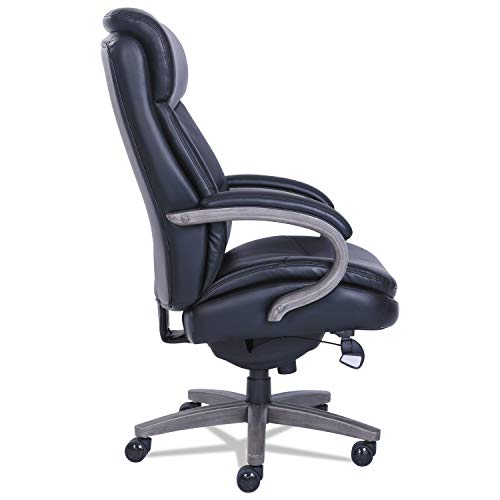 La-Z-Boy Woodbury Big/Tall Executive Chair, Supports Up to 400 Lb, 20.25" to 23.25" Seat Height, Black Seat/Back, Weathered Gray Base