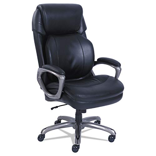 SertaPedic Cosset Big and Tall Executive Chair, Supports Up to 400 Lb, 19" to 22" Seat Height, Black Seat/Back, Slate Base