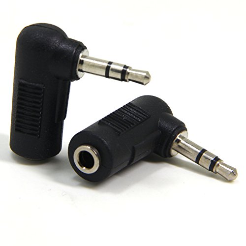 Ancable 2-Pack 1/8" 3.5mm TRS Male to Female Right-Angle Headphone Earphone Adapter Converter