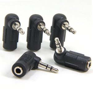 ancable 5-pack 1/8" 3.5mm trs male to female right-angle headphone earphone adapter converter