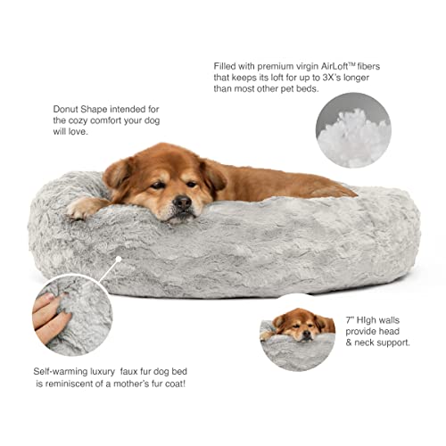 Best Friends by Sheri The Original Calming Donut Cat and Dog Bed in Lux Fur Gray Medium 30x30